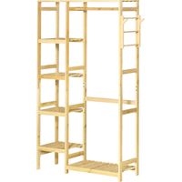 Perchero Burro Bambú 4 Niveaux Barra Colgador Latéral 90x30x155 cm Naturel