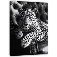 Peinture jaguar sur fauteuil animalier pour chambre salon cuisine sur toile 40x30
