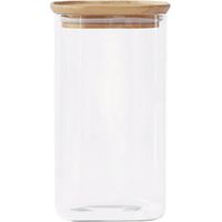Pebbly Square 1400ml Canister With Bamboo Lid