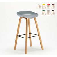 Sgabello alto per Bar e Cucina Effetto Legno Towerwood - Grigio