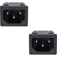 2pcs adaptateurs de prise d'alimentation C14 pour montage sur panneau (AC-05) 250 V, 10 A, 3 broches — Connecteur d'entrée secteur IEC droit