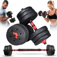 Ensemble d'haltères réglables pour exercices : 2 haltères de 10 kg, barre de 20 kg + barres