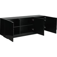 Armoire de rangement buffet noir brillant à 4 portes avec étagères intérieures dimensions 160×35×60cm meuble de rangement multifonction pour salon, entrée et salle à manger