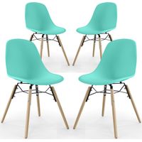 Chaise de Salle à Manger - Design Scandinave - Pieds en Bois - Lot de 4 - Skögur Turquoise
