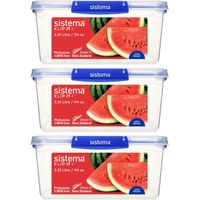 Sistema KLIP IT PLUS Contenitori per alimenti 3,35 L Set di contenitori ermetici Guarnizione ermetica Pratiche clip di chiusura Privi di BPA 3 pezzi