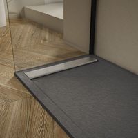 Plato de ducha pizarra RIBERA antracita 80x130cm rejilla acero inox.