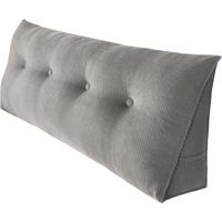 Rückenkissen mit Seitentasche, Keilkissen für Bett und Sofa geeignet, dreieckiges Lesekissen, Kissen mit abnehmbarem und waschbarem Bezug, Rückenstützkissen - Grau 120 x 50 x 20 cm
