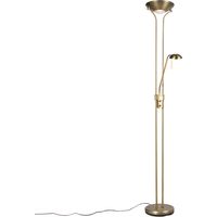 Qazqa – Lampadaire liseuse en bronze 180cm avec variateur – LED intégrées 1800 lumens – Bras flexible pour lecture – Base acier 25cm