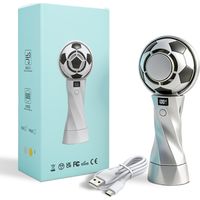 Mini Ventilateur Portable Rechargeable 3000mAh - 5 Vitesses avec Écran Numérique LED, Design Trophée de Football Or, Ventilateur à Main USB (Camping, Sport, Cadeau),argent