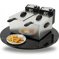 Sommertal DF3600 Doppel Fritteuse mit Öl 2x 3L 2x 1800W – Edelstahl Fritteuse mit 2 getrennten Heizkreisen Fritteuse mit Fett 130–200°C