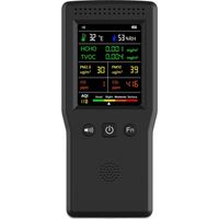 9-in-1-Luftqualitätsmonitor: CO2, CO, PM2,5, HCHO, TVOC, Temperatur, Luftfeuchtigkeit, LCD-Display für die Raumluftqualität – Schwarz