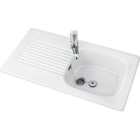 Villeroy & Boch – Évier grès à encastrer 1 bac – Céramique 100% naturelle – Vidage chainette – Dimensions 920x510 mm – Coloris blanc