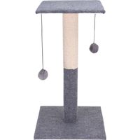Kratzbaum mit Pompons für Katzen, 60 cm, grau