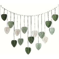 Décoration murale bohème en macramé avec feuilles pour chambre de bébé, 119 cm de long, tapisserie tissée à la main avec pompon en fil, décoration murale bohème pour chambre de bébé, chambre à coucher