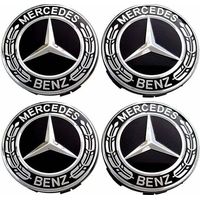 Tapacubos centrales de 75 mm, juego de 4, fabricados en ABS y aluminio – Compatibles con Mercedes-Benz, instalación rápida y sencilla.