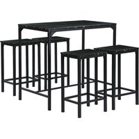 Eggree – Ensemble table de bar 1 table et 4 chaises – Motif marbre noir – Tuyaux noirs – Facile à entretenir – Installation rapide