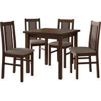 Salle à manger complète Victorville 310, Noix, 78x80x80cm, Diamètre: 0, Nombre de chaises: 4, Style: Contemporary
