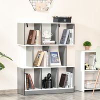 Bibliothèque à 8 niveaux pour salon et chambre, en bois, 100 x 24 x 124 cm, gris anthracite