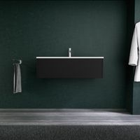 Inda - Badezimmerschrank 1 Schublade L.100 mit mattem Waschbecken / Mattschwarz - diamante