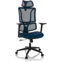 Chaise de bureau / chaise pivotante ERGOMY assise tissu / dossier résille bleu mybuero