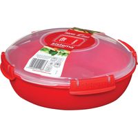 Sistema contenitore per alimenti rotondo per microonde/ciotola per cucinare Vaporiera da 1,3 l Rosso/trasparente