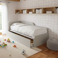 Divano letto sagomato 80x190 con letto estraibile e sollevabile - Ecru cappuccino