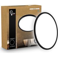 B.K.Licht Panneau LED plat Ø42cm rond 22W 3000lm 4000K blanc neutre protection contre les projections d'eau noir - Plafonnier salle de bain cuisine salon
