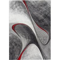 Tapis salon et chambre 200x290 rouge et gris rectangle tissé motif géométrique MILAR