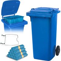 BRB 120 Liter Mülltonne mit Halter für Müllsäcke, inkl. 250 Müllsäcke (blau)