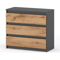 Cassettiera mobile TV 80 cm 3S Rovere grigio Wotan Loft Arredamento per soggiorno
