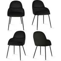 Goeurvant Esszimmerstühle im minimalistischen skandinavischen Stil, mit optimaler Rückenstütze und stabilem Holzgestell - 4er Set - Schwarz