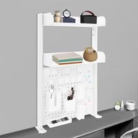 Mensola da scrivania a 2 livelli, libreria da scrivania, organizer da scrivania multifunzionale con clip per postazione di lavoro, accessori per scrivania per computer, bianco