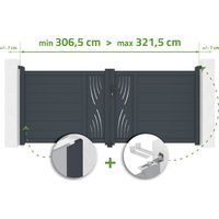 Verstellbares Drehtor Breite 3m VELETA H.120cm grau Aluminium
