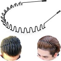 Headband - Elastic Wavy Spring Band - Non-Slip Wide Fit for Sports Outdoor Daily Use - Black - 1 Piece