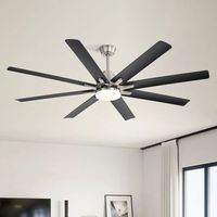 Sofucor Smart LED-Deckenventilator 167,5 cm, Modern, für Innen- und Außenbereich, mit Fernbedienung und App – Nickel gebürstet