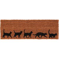 Paillasson à imprimé chats en fibre de coco - Marron/Noir - L 75,1 x l 25,5 cm - Livraison gratuite