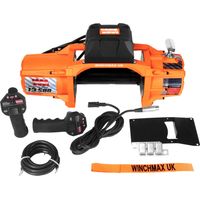 13,500lb (6,123kg) 'SL Series' Original Orange 12v Winch, Twin Wireless Remote Controls. 'Bare' Winch No Rope, No Hook and No Fairlead