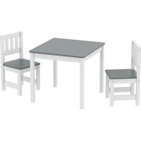 AIYAPLAY Tavolo per Bambini con 2 Sedie in Legno Grigio e Bianco