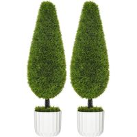 Cyprès artificiel, lot de 2, 90 cm, plante d'intérieur artificielle en pot avec mousse artificielle pour la décoration intérieure et extérieure