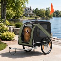 zoomundo Hundeanhänger Fahrradanhänger für Hunde - in Matcha Grün/Schwarz - Silver Frame