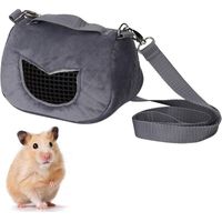 Small Pet Carrier Bag, Gray Flannel Portable Breathable Hamster Pet Carrier Outgoing Bag for Small Pet Animals(S)