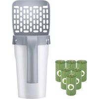 Cat Litter Scoop with 90 Count Refill Bags, Integrated Detachable Deep Cat Litter Shovel with Waste Container