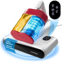 CLEANmaxx Aspirapolvere a rotazione per acari con luce UV-C e filtro HEPA per soggetti allergici aspirapolvere portatile per materassi funzione ultrasuoni e calore