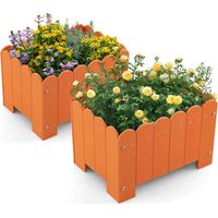 GOPLUS Lot de 2 Carrée Potager en HDPE, Jardinière Extérieur Imtempérable,Trous de Drainage pour Fleur, Herbes, 45x32x30cm, Orange
