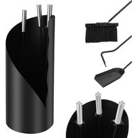 Wolketon 4-teilig Kaminbesteck Edelstahl Kaminbesteck Kamingarnitur Kaminreinigungsset mit Schürhaken Ascheschaufel Kaminbesen & Ständer 50cm