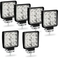 6PCS Phare de Travail LED 48W LED Phare Travail Projecteur FeuPCS Antibrouillard pour Voiture Camion UTV SUV Offroad Tracteur Bateau