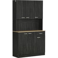 Alacena de Cocina con 1 Cajón 6 Puertas y Estantes Ajustable Estilo Moderno 101x39x180 cm Negro