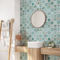 Crédence adhésive salle de bain - Motif carreaux de ciment - 65x65 cm - Adhésif MAT
