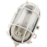 Luminaria exterior ovalada 470 lúmenes, IP44 montaje en superficie con rejilla, blanco