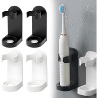 Support Brosse a Dent Electrique, 4 Pièces Porte Brosse à Dents Électriques, Support de Brosses à Dents Électrique, Aadhésif Porte Brosses à Dents Mural pour Salle de Bain (Noir, Blanc)